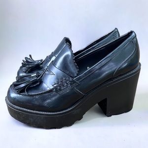 Mossimo Supply Co. Black Patent Leather Platform Loafers - Women’s Size 9